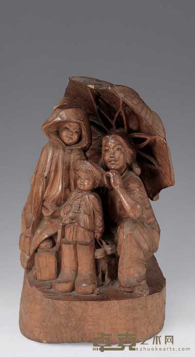 现代 黄杨木人物塑像 高30.8cm